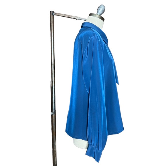 Vintage Pendleton Teal Silky Blouse size 14P - Picture 5 of 16